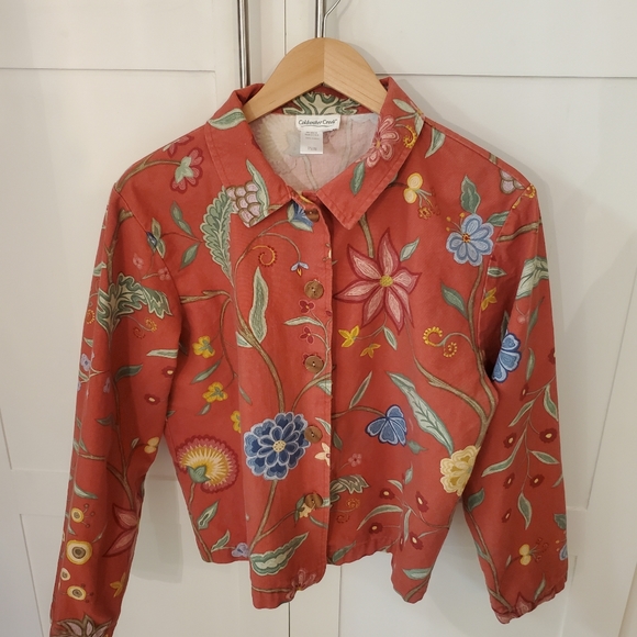 Coldwater Creek women's Large Floral Long Sleeve Light Jacket - Picture 6 of 9